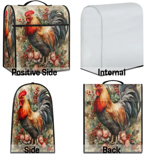 Miniatura 5 de Kitchen Aid - Fundas para batidora de pie, retro, gallo, con 3 bolsillos, cubierta para batidora, para electrodomésticos, cubierta antipolvo