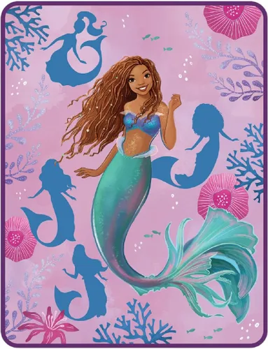 Disney Princess Ariel La Sirenita - Ropa de cama para niños, de película de acción en vivo, súper suave, manta de microfibra de felpa, 46 x 60