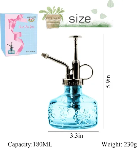 Miniatura 2 de XXXFLOWER Botella de spray para plantas de vidrio, rociador para plantas de interior, botella de riego para suculentas, estilo vintage alto