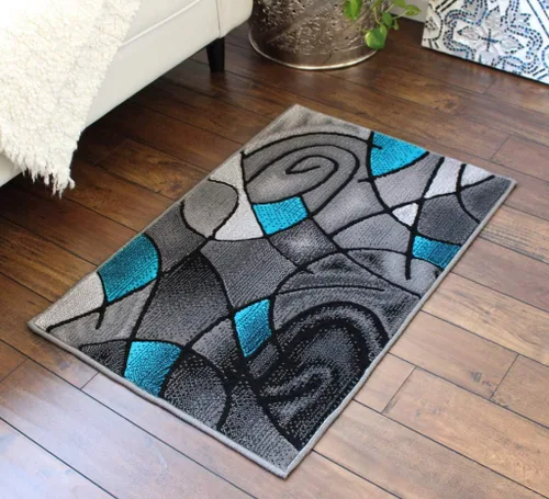 Miniatura 25 de Masada Rugs, Alfombra moderna y contemporánea, color morado, gris y negro (2 pies x 3 pies)