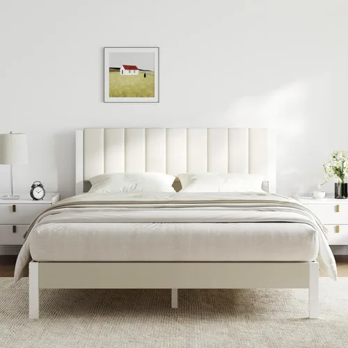 Miniatura 10 de Novilla Bed Frames with Piano Keys Headboard and Footboard, Metal Platform Bed Frame