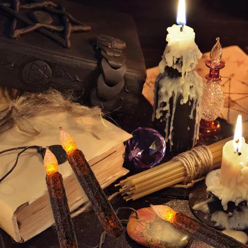 Miniatura 6 de Lpraer Juego de 6 velas de cera reales en pilar cónico, velas de goteo primitivo, velas sin llama parpadeantes con LED, velas sumergidas operadas