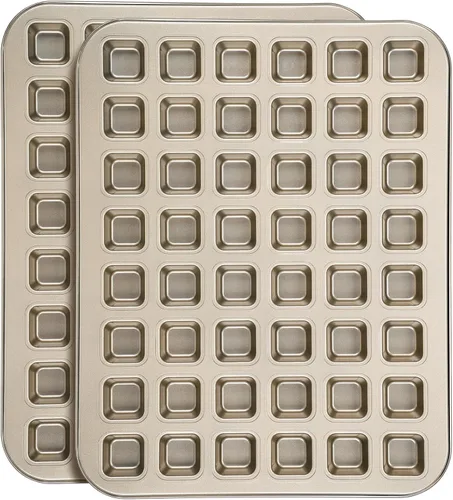 Miniatura 16 de Beasea Bandeja para brownie con divisores, 2 juegos de moldes cuadrados para cupcakes para brownies, 12 mini cavidades antiadherentes para hornear