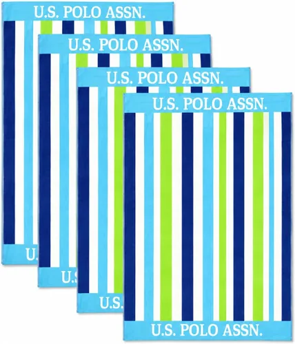 Miniatura 37 de U.S. Polo Assn. Toalla de playa de gran tamaño (40 x 70 pulgadas), diseño náutico a rayas, de lujo, algodón de felpa de calidad de hotel para baño