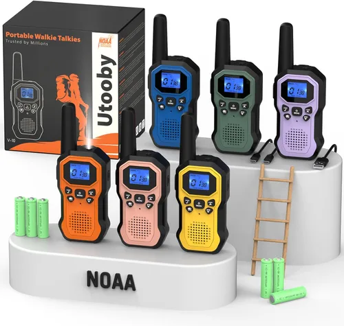 Radios de 2 vías para adultos Walkie Talkies de largo alcance para niños, recargable, paquete de 6, camping, senderismo, esquí, equipo de crucero