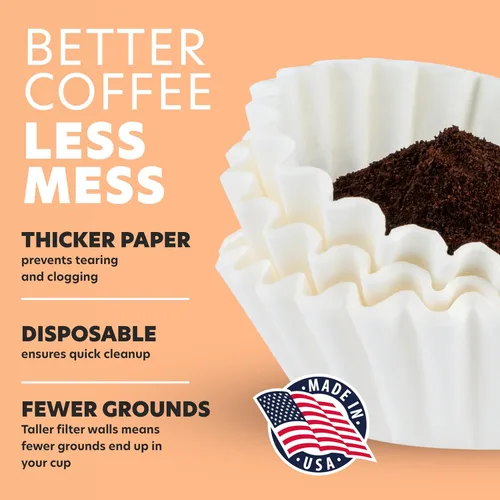 Miniatura 5 de Filtros de café de 4 a 6 tazas – 400 unidades, estilo canasta junior, papel blanco, sin cloro, filtro de café de 5 tazas, fabricado en los Estados