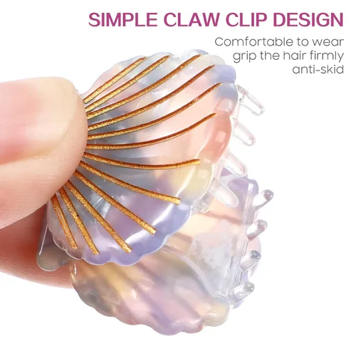Miniatura 3 de Lurrose Pinzas para el pelo de concha marina: pequeños clips de mandíbula de concha, mini accesorios para el cabello de playa para disfraz de sirena