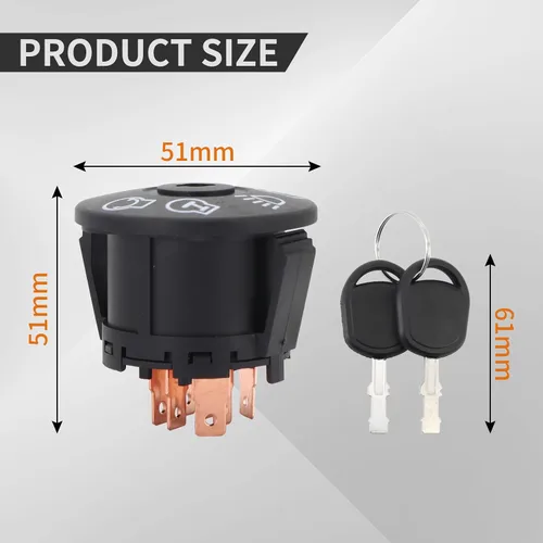 Miniatura 2 de Interruptor de encendido Tektall con llave de 7 terminales, reemplazo para John Deere L100 L105 L107 L108 L110 L111 L118 L120 L130 125 135 145 155c