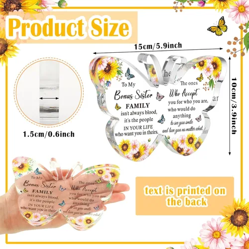 Miniatura 3 de Barydat Regalo adicional para hermana de hermana, hermano, marido, esposa en cumpleaños, mariposa, girasol, amigos, familia, mamá, decoración