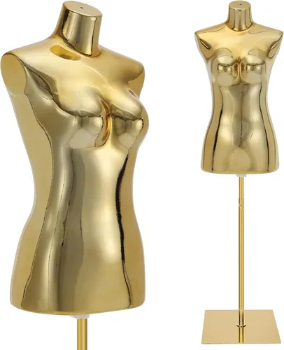 Miniatura 8 de Vestido de maniquí femenino con forma de torso – Cuerpo de maniquí con soporte de metal ajustable en altura, cuerpo de maniquí de exhibición