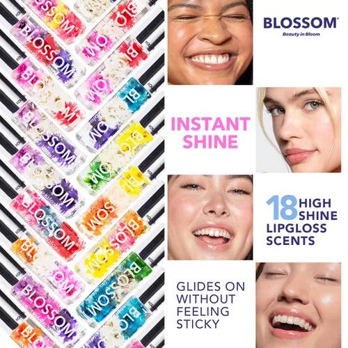 Miniatura 4 de Blossom Brillo Labial Roll on, Aceite Labial Hidratante Transparente Perfumado de Alto Brillo, No Pegajoso, Infundido con Flores Reales, Hecho