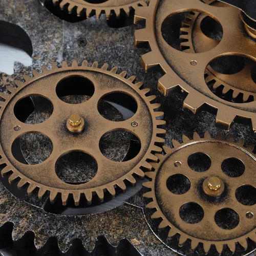 Miniatura 6 de Lafocuse Reloj de pared de engranaje móvil real de 23 pulgadas, reloj de pared Steampunk con engranajes rústicos, relojes de pared grandes de madera