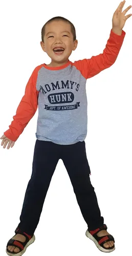 Miniatura 2 de Conjunto unisex de algodón de 2 piezas de camisa y pantalones de manga larga para niños pequeños