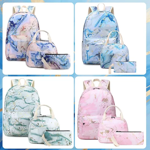 Miniatura 8 de BLUBOON Mochila escolar para niñas y adolescentes con lonchera y estuche para lápices compartimento para computadora portátil, mochila casual