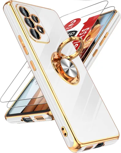 Miniatura 94 de LeYi Funda para Samsung Galaxy S22 Ultra con soporte de anillo giratorio de 360°, soporte magnético, chapado en oro rosa, borde protector para Negro
