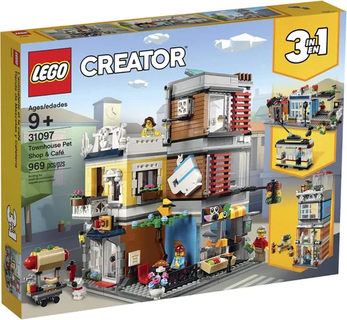 Miniatura 4 de LEGO Creator 3 en 1 Tienda de Juguetes de Casa Urbana con Tienda de Mascotas y Café 31097 Set de Construcción de Tienda con Banco, Set de Juego