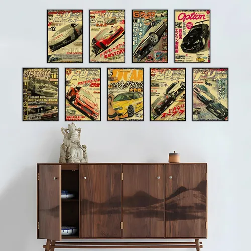 Miniatura 5 de JDM - Póster de pared para automóvil, diseño vintage japonés, retrofit de coches de carreras, imágenes para hombres, habitación de niños, Arte