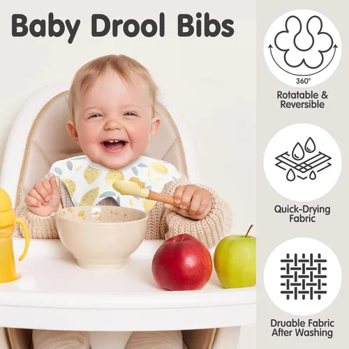 Miniatura 5 de JaGely Paquete de 12 baberos de algodón giratorios de 360° suaves y absorbentes para recién nacidos baberos para dentición y alimentación, baberos
