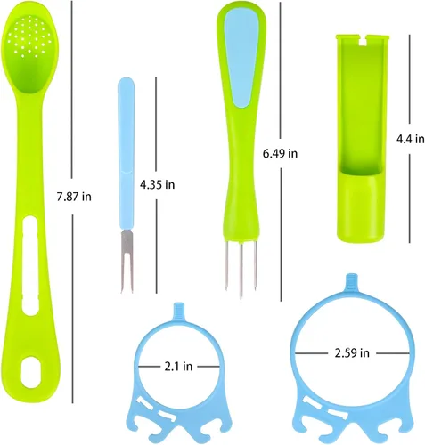 Miniatura 4 de Paquete de 2 cucharas de aceituna y tenedor de pepinillo, herramienta para recogedor para tarro, accesorio de cocina