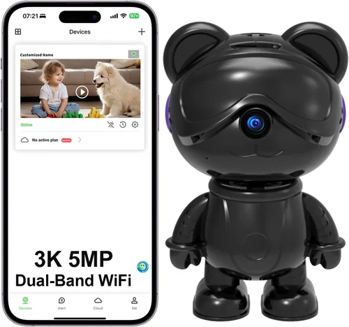 Cámara de seguridad interior 3K 5MP para el hogar - Lindo monitor de bebé y cámara para mascotas, WiFi 2.4/5G, detección de humanos y mascotas con