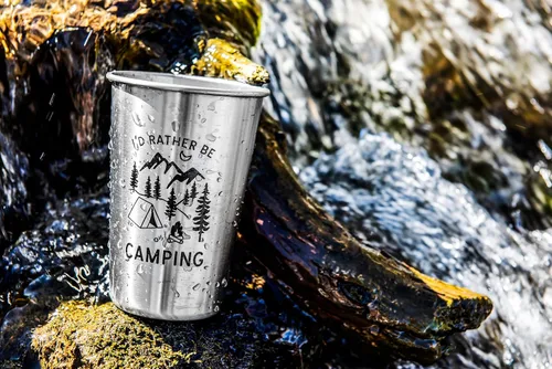 Miniatura 4 de Taza de acero inoxidable Rather Be Camping (16 onzas) – Taza de regalo divertida para hombres al aire libre – Regalo de casa rodante, idea