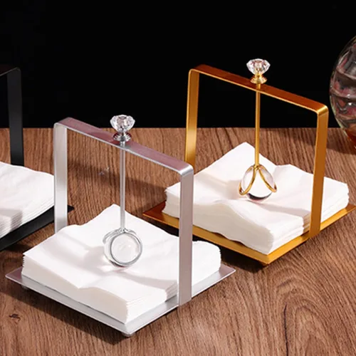 Miniatura 6 de Metal Napkin Holder Tissue Organizer Kitchen Napkin Rack Square Metal Serviette Stand for Restaurant Bar Tabletop Use, Gold Finish