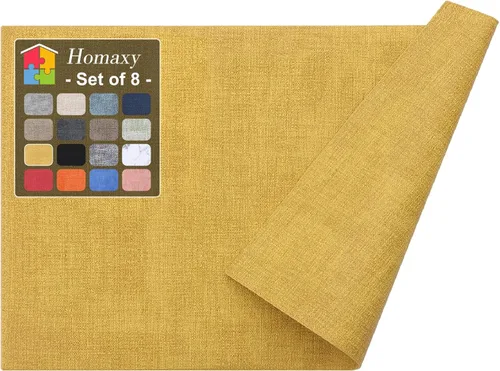 Miniatura 46 de Homaxy - Juego de 6 manteles individuales de piel sintética resistentes al calor para mesa de comedor, impermeables, lavables, limpiables, manteles