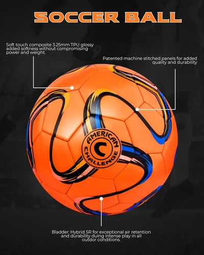 Miniatura 2 de American Challenge Brasilia - Balón de fútbol – Tamaños 5, 4, 3 y 2 – Balón de fútbol de entrenamiento para jóvenes y adultos para práctica