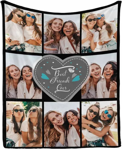 Miniatura 31 de InterestPrint Manta de forro polar suave con memoria personalizada para mejor amiga, personalizada con imágenes y texto para la graduación de tu