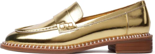 Miniatura 2 de Mocasines de cuero mate para mujer, estilo casual, sin cordones, punta redonda, tacón bajo grueso, zapatos de vestir de 1 pulgada