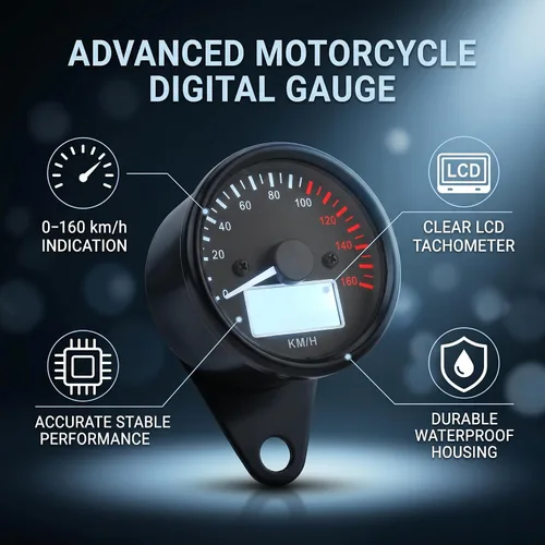Miniatura 4 de Velocímetro digital LED para motocicleta, medidor LCD universal con tacómetro odómetro 0-160KM/H pantalla de velocidad para ATV Dirt Bike Scooter