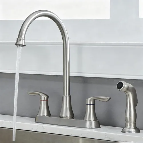 Miniatura 8 de Grifo de fregadero de barra de cocina de bajo perfil negro mate, cabezal rociador extraíble de una sola manija, grifo de preparación de agua