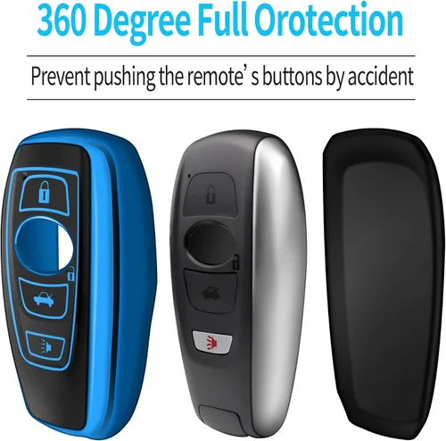 Miniatura 3 de Funda compatible con llavero Subaru con llavero de cuero, funda de TPU suave con protección de 360 grados para llaves para Forester CrossTrek