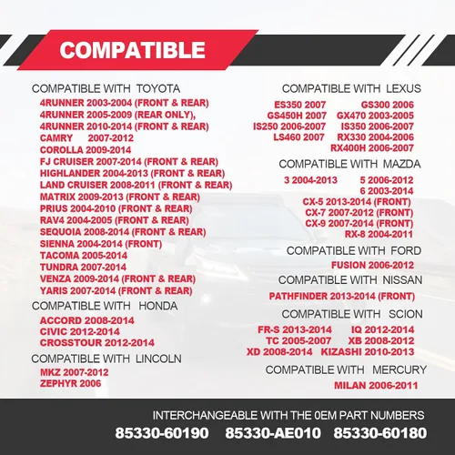 Miniatura 6 de Bomba de lavado de parabrisas, compatible con Toyota, Lexus, Scion, Mazda, Honda, reemplaza al OEM: 85330-60190, 85330-AE010, 85330-60180, bomba