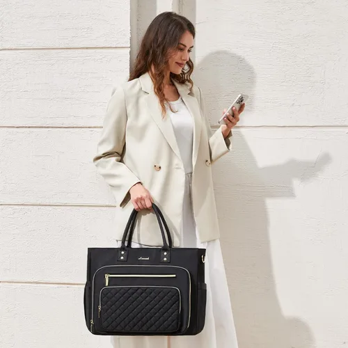 Miniatura 3 de LOVEVOOK Bolsa Tote para Maestras para Mujeres Trabajo, Bolsa para Laptop Bolsa Tote de Trabajo Bolsas de Enfermera Con Portavasos Grande, Maletín