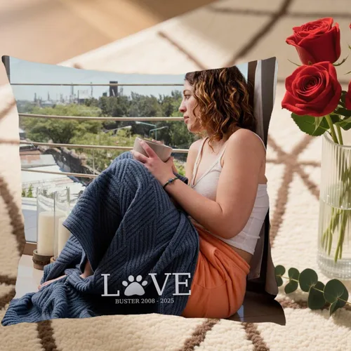Miniatura 5 de Single Photo Custom Pillow Cover with Personalized Text Turning Your Memory into a Beautiful Throw Pillow and Making it a Touching Gift Choice for