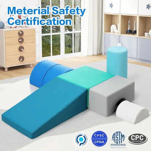 Miniatura 6 de Bloques de espuma de juguetes de escalada para niños: 6 bloques de escalada de espuma de cuero sintético para niños pequeños - Juego suave