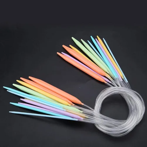Miniatura 6 de 12 agujas de tejer circulares, agujas de tejer de plástico para tejer, tejer hechas a mano, 0.138 in-0.472 in, 31.5" de longitud (32")