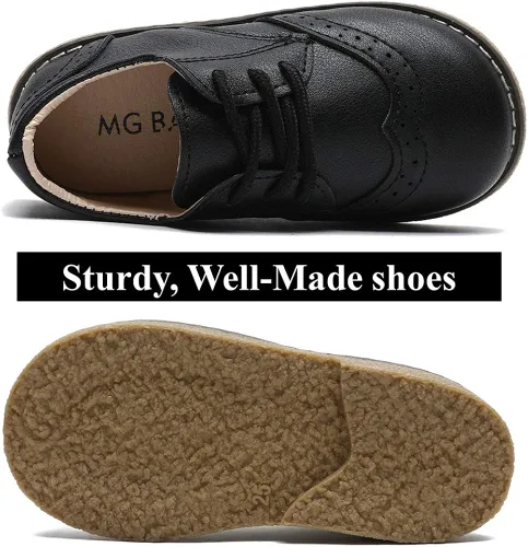 Miniatura 3 de Timatego Zapatos Oxford para niños y niñas, de piel sintética, con cordones, para la escuela, zapatos de vestir para bebés y niños pequeños
