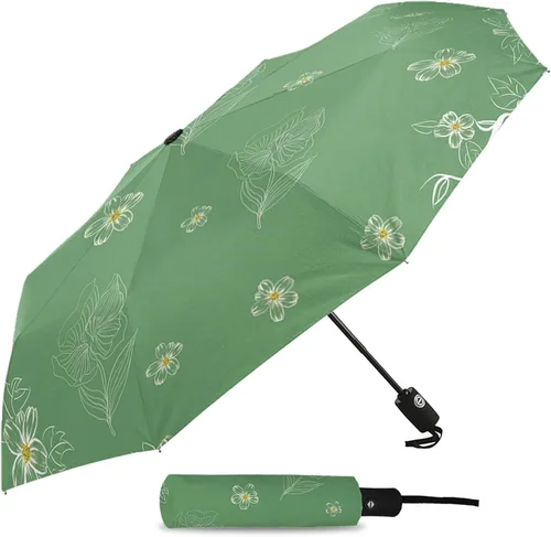 Miniatura 2 de DHDM Automatic Umbrella for Rain and Sun Male Women Beach Parasol Print Folding Umbrella