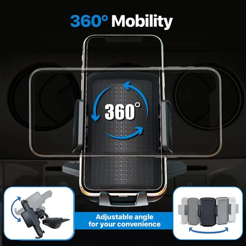Miniatura 4 de Bestrix Soporte de teléfono celular para automóvil, ranura para CD, soporte de teléfono para automóvil, manos libres con agarre fuerte, universal