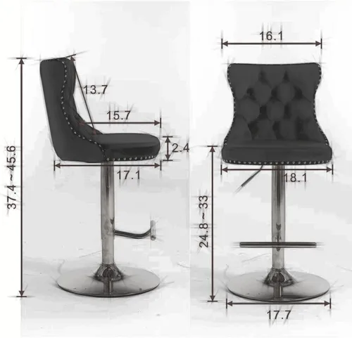 Miniatura 2 de Polibi Taburetes de bar giratorios, 2 piezas, altura del asiento ajustable de 25 a 33 pulgadas, sillas de bar tapizadas modernas con botón copetudo