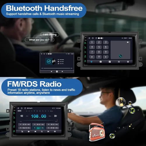 Miniatura 5 de Radio de coche Android 2G+64G para Ford F150 2004-2008 / F250 F350 2006-2010, 7 pulgadas IPS HD pantalla táctil estéreo de coche con CarPlay Andriod