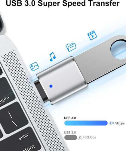 Miniatura 3 de Adaptador USB A a USB-C, paquete de 2 adaptadores USB C a USB A de transferencia de datos de 5 Gbps, macho tipo C a USB 3.0 hembra de carga rápida