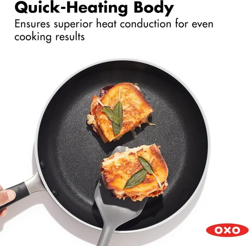 Miniatura 3 de OXO Sartén antiadherente de 10 pulgadas, mango de silicona sin BPA, apto para lavavajillas y horno, sartén de cerámica sin PFAS, color negro