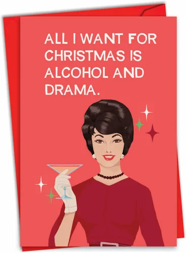 NobleWorks - Divertida tarjeta navideña para adultos para mujeres - Tarjeta de felicitación festiva con humor directo, tarjeta de felicitación con