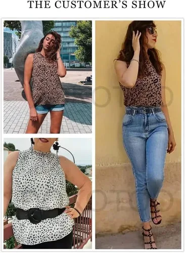 Miniatura 5 de Dokotoo - camisetas casuales sin mangas con cuello halter y estampado de leopardo para mujer