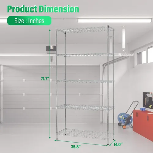 Miniatura 2 de Dopinmin Estantes de almacenamiento Estante de metal Estante de pie Estantería de alambre para el hogar Estantes de oficina, estante de alambre