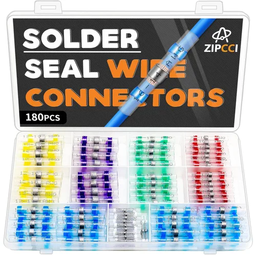 Miniatura 7 de ZIPCCI 120 piezas de conectores de cable de sellado por soldadura - Kit de conectores de tope termorretráctiles para cableado eléctrico