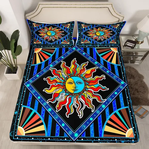 Miniatura 8 de Erosebridal Southwestern - Sábanas de cama bohemias aztecas, tamaño individual, sábanas hippie de cachemira, ropa de cama de estilo exótico, funda